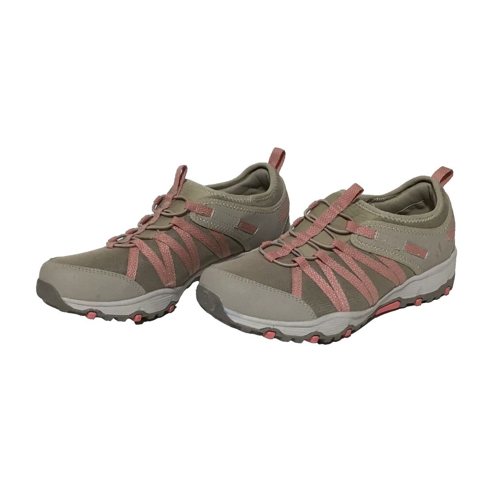 Skechers Shoes Sneakers Womens 8 Slip On Memory Foam Pink Khaki Outdoor Walking